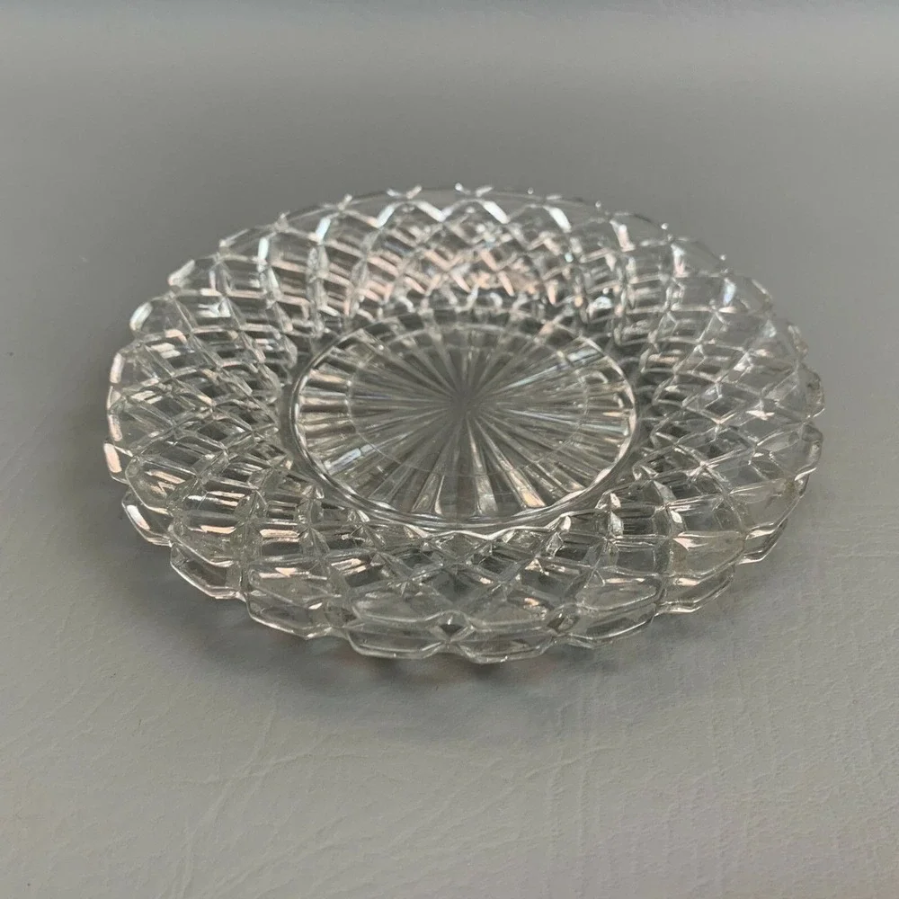 Anchor Hocking Waterford Clear Depression Glass Bread and Butter Plate Waffle 6